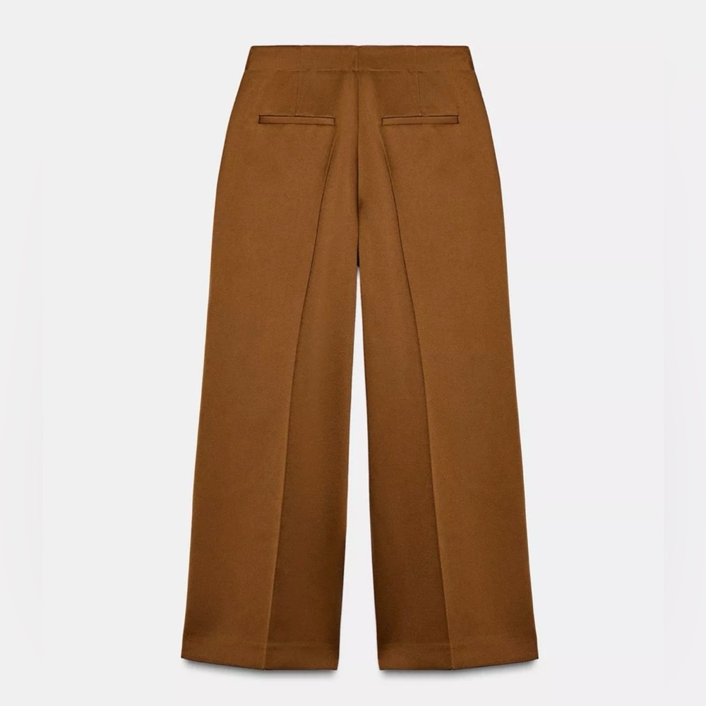 ZARA Creased Satin Wide-Leg Trousers with Button Front Size XS - Picture 2 of 10